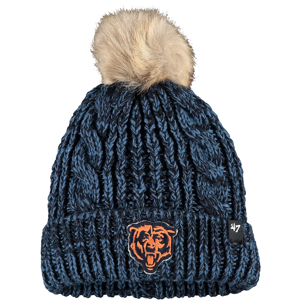 Bonnet en tricot à revers et pompon Meeko Chicago Bears '47 pour femme bleu marine