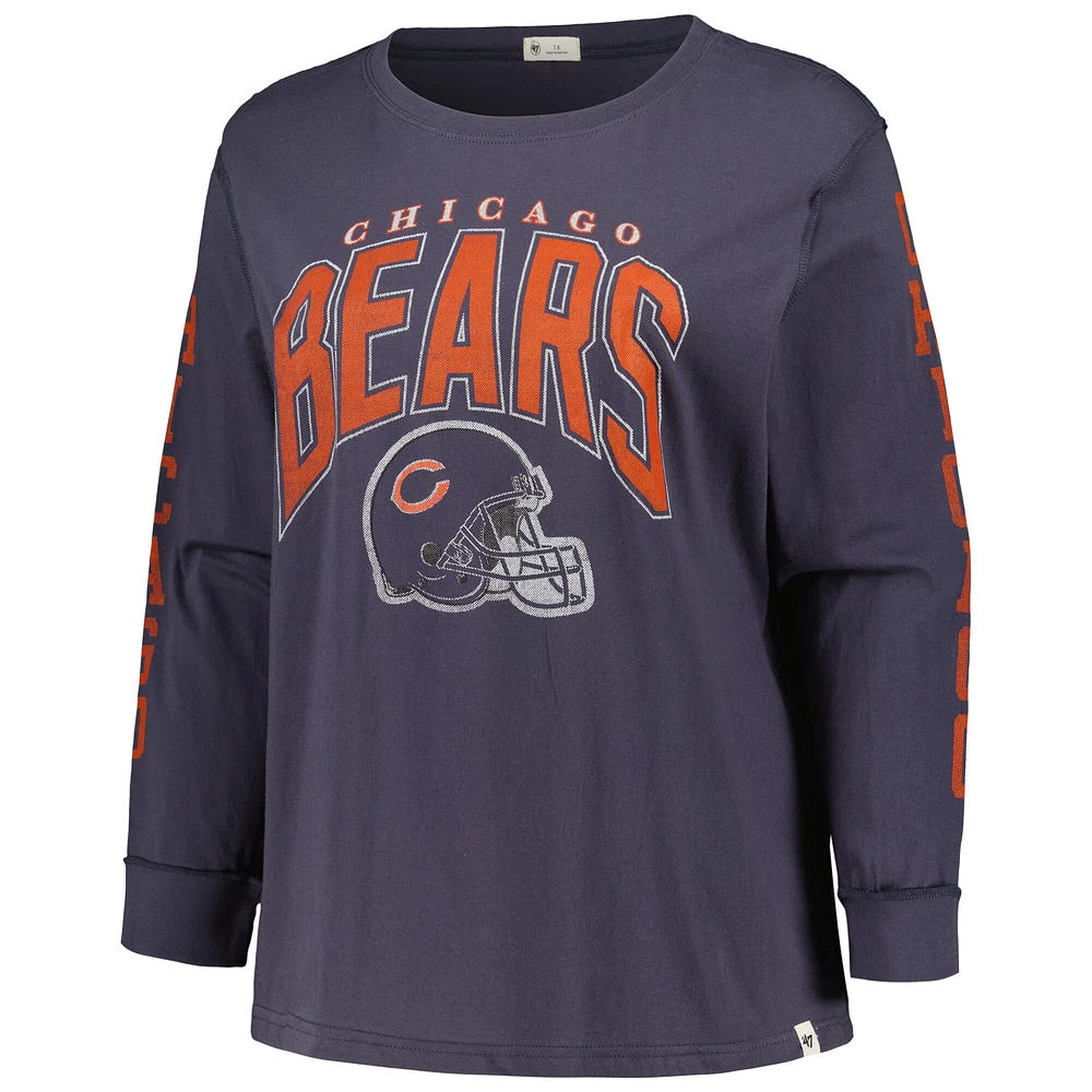 T-shirt à manches longues pour femmes '47 Navy Chicago Bears Honey Cat SOA, grande taille