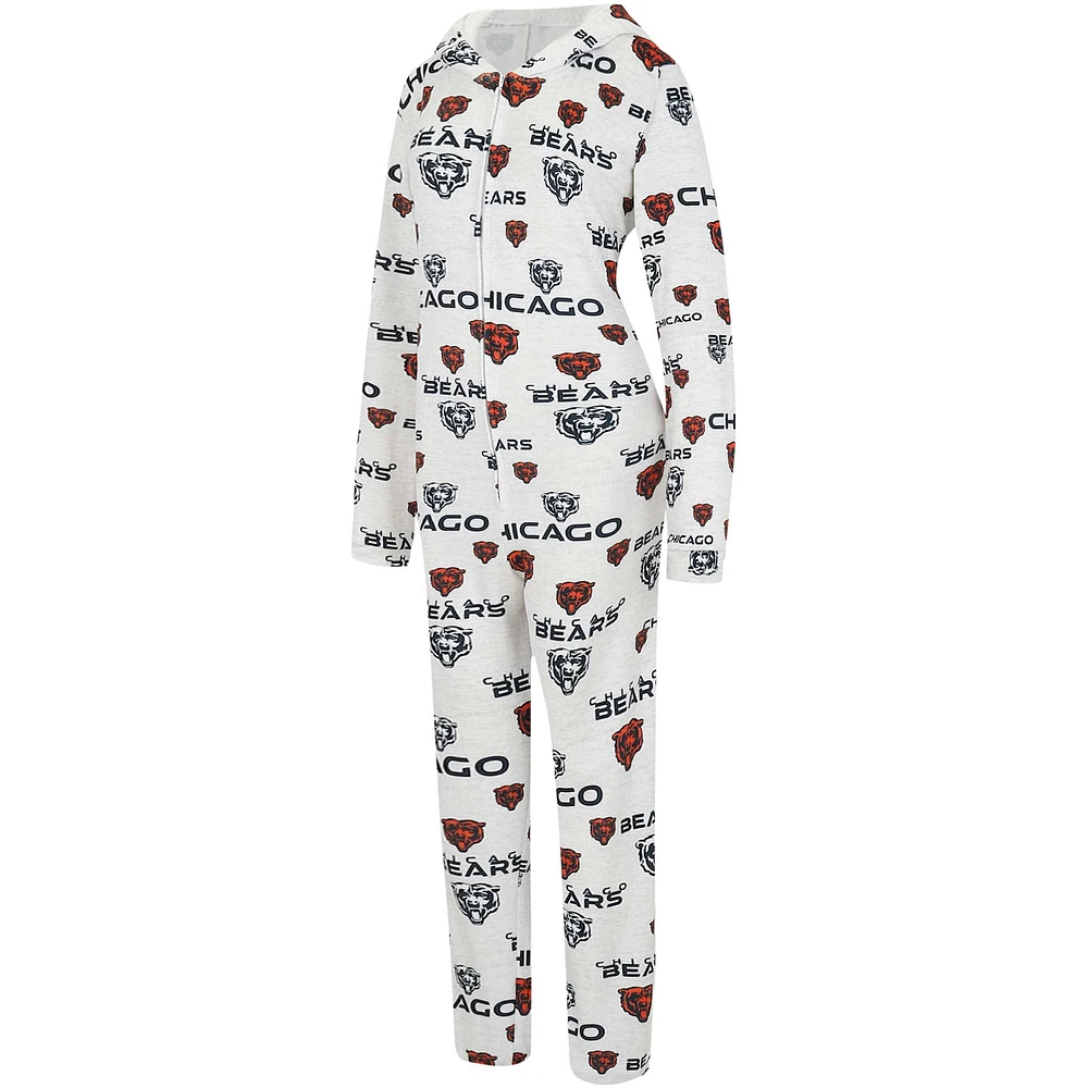 Women's Concepts Sport  Cream Chicago Bears Docket Hoodie Full-Zip Union Suit