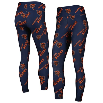 Leggings de détente à imprimé intégral Breakthrough Chicago Bears bleu marine Concepts Sport pour femmes