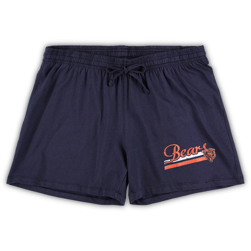 Women's Concepts Sport White/Navy Chicago Bears Plus Downfield T-Shirt & Shorts Sleep Set