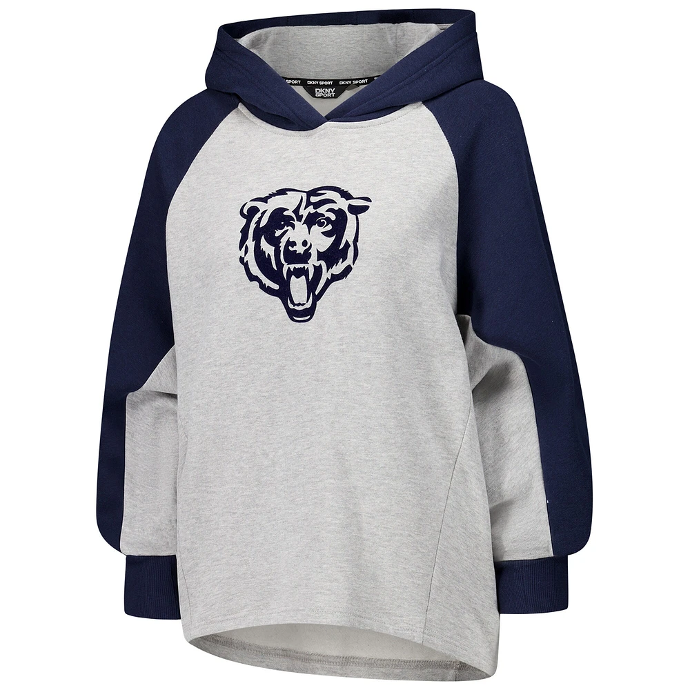 Women's DKNY Sport Gray/Navy Chicago Bears Joy Cropped Raglan Pullover Hoodie