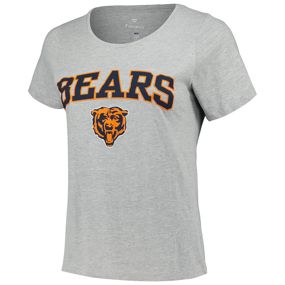 Women's Fanatics Heather Gray Chicago Bears Plus Arch Over Logo T-Shirt