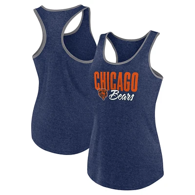 Women's Fanatics Heather Navy Chicago Bears Plus Fuel Tank Top