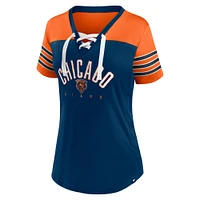 Women's Fanatics Navy/Orange Chicago Bears Blitz & Glam Lace-Up V-Neck Jersey T-Shirt