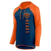 Women's Fanatics Navy/Orange Chicago Bears Forever Fan Full-Zip Hoodie