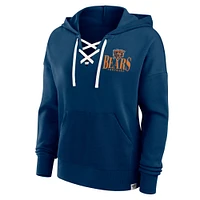 Women's Fanatics Navy Chicago Bears Blitz Left Lace-Up Pullover Hoodie