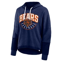 Women's Fanatics Navy Chicago Bears Lightewight Modest Crop Lounge Helmet Arch Pullover Hoodie