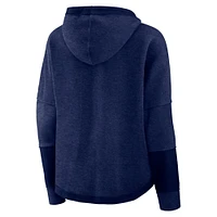 Women's Fanatics Navy Chicago Bears Lightewight Modest Crop Lounge Helmet Arch Pullover Hoodie