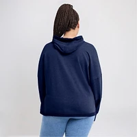 Women's Fanatics Navy Chicago Bears Lightewight Modest Crop Lounge Helmet Arch Pullover Hoodie