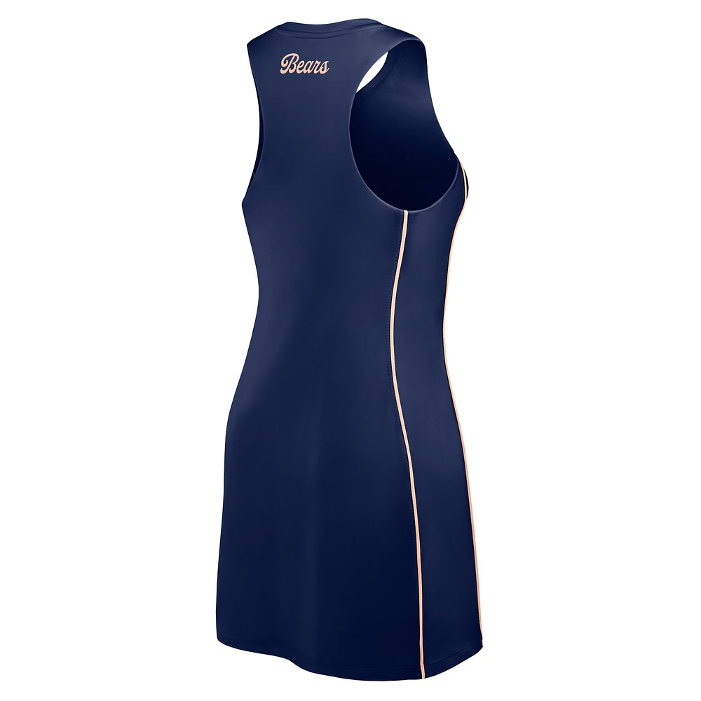 Women's Fanatics Navy Chicago Bears Studio Boost Athletic Half-Zip Dress