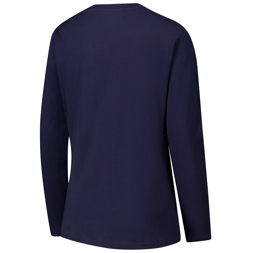 T-shirt à manches longues et col en V pour femme G-III 4Her by Carl Banks Navy Chicago Bears Post Season