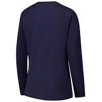 T-shirt à manches longues et col en V pour femme G-III 4Her by Carl Banks Navy Chicago Bears Post Season