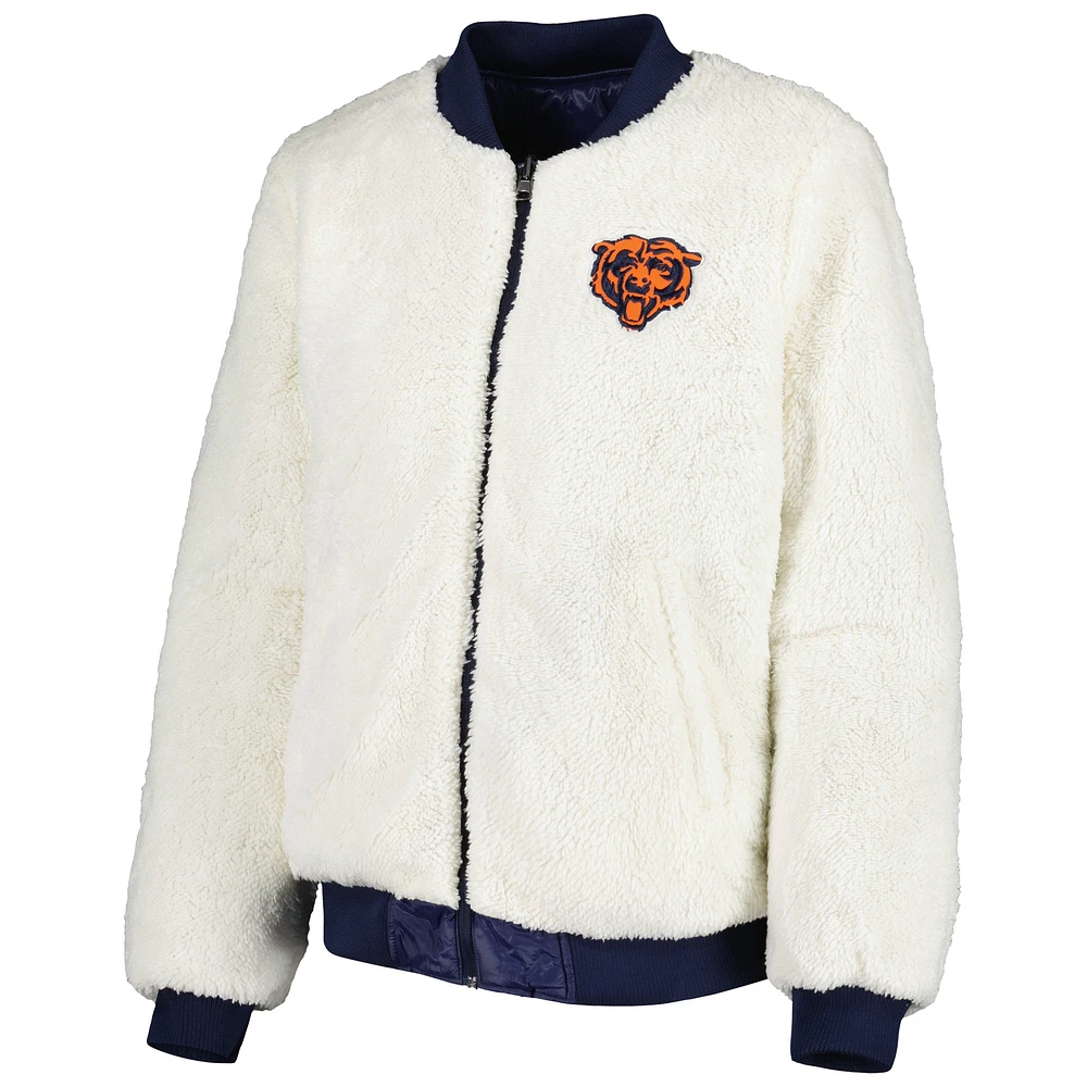 Women's G-III 4Her by Carl Banks Oatmeal/Navy Chicago Bears Switchback Reversible Full-Zip Jacket