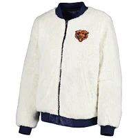 Women's G-III 4Her by Carl Banks Oatmeal/Navy Chicago Bears Switchback Reversible Full-Zip Jacket