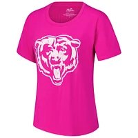 Women's Majestic Threads Caleb Williams Pink Chicago Bears Name & Number T-Shirt