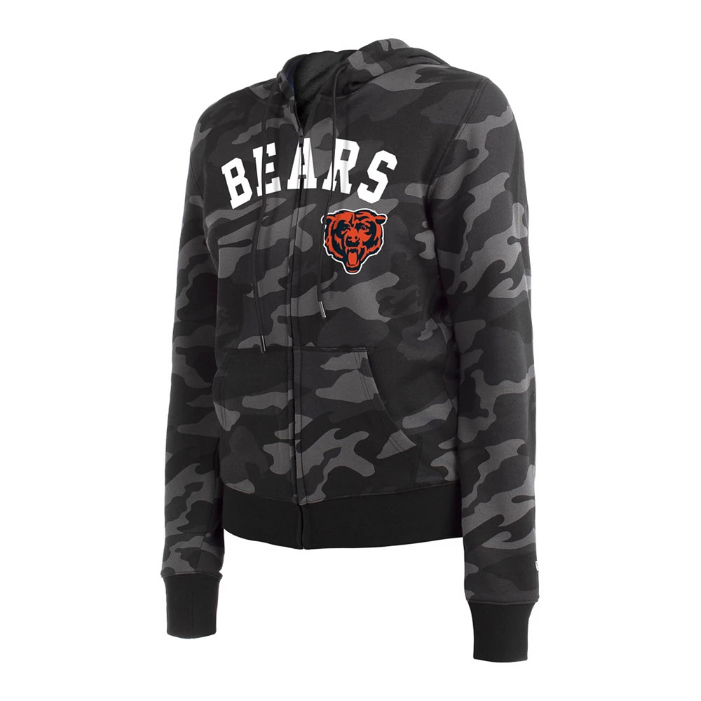 Women's New Era  Black Chicago Bears Camo Full-Zip Hoodie
