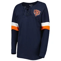 Women's New Era  Navy Chicago Bears Athletic Varsity Lightweight Lace-Up Long Sleeve T-Shirt