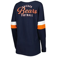 Women's New Era  Navy Chicago Bears Athletic Varsity Lightweight Lace-Up Long Sleeve T-Shirt