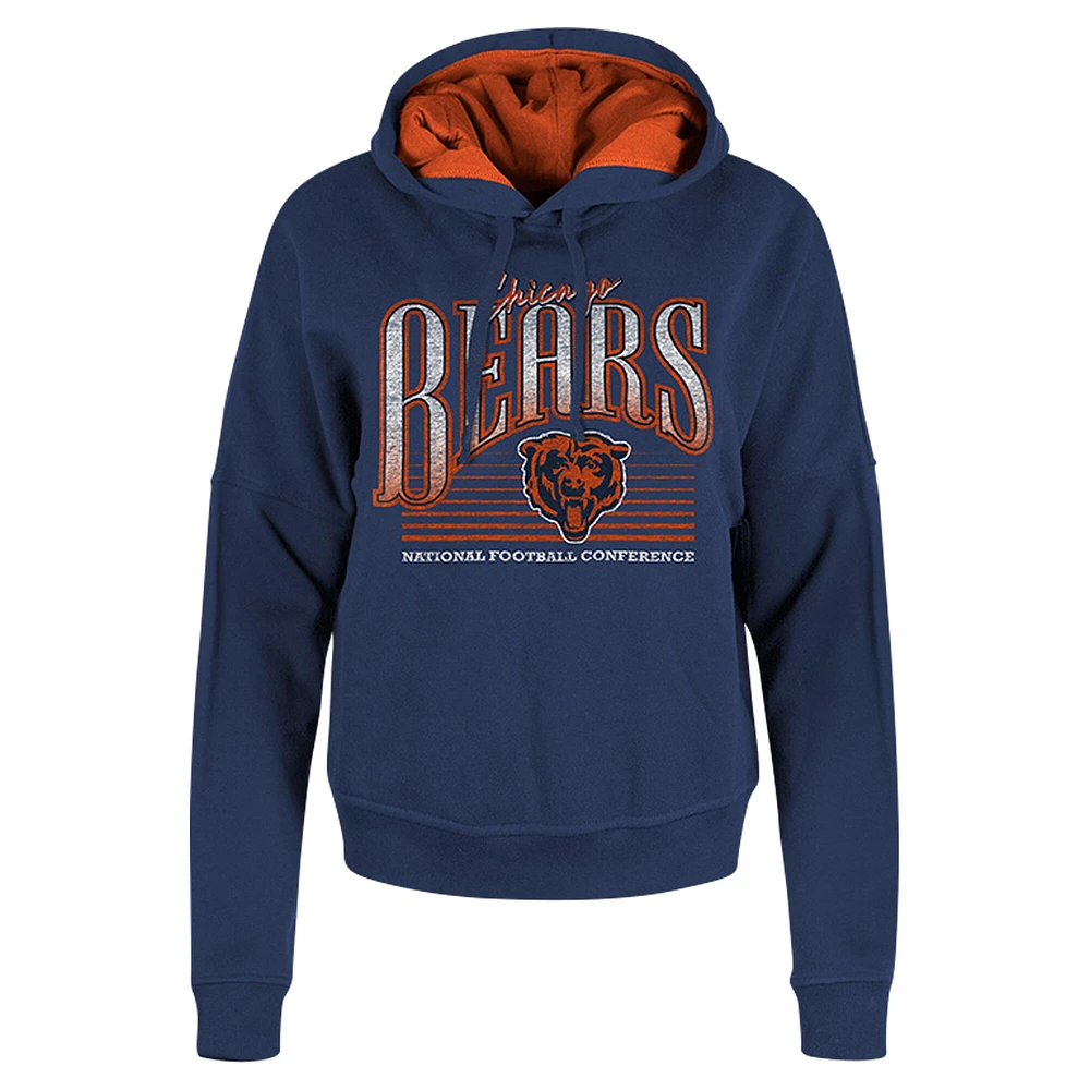 Women's New Era Navy Chicago Bears Boxy Pullover Hoodie