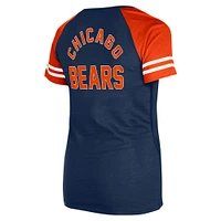 Women's New Era Navy Chicago Bears  Lace-Up Raglan T-Shirt