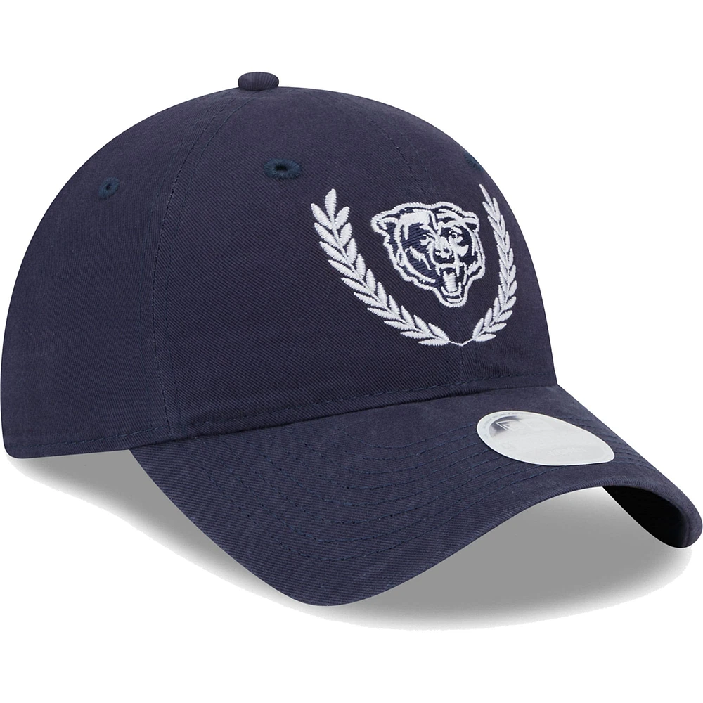 Casquette réglable bleu marine Chicago Bears Leaves 9TWENTY pour femmes