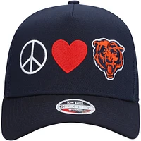Women's New Era Navy Chicago Bears Peace & Love Trucker 9FORTY Adjustable Hat