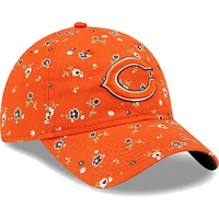 Women's New Era Orange Chicago Bears  Floral 9TWENTY Adjustable Hat