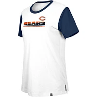 Women's New Era  White/Navy Chicago Bears Third Down Colorblock T-Shirt
