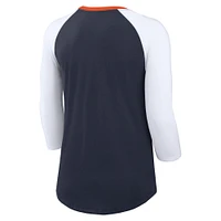 Women's Nike Navy/White Chicago Bears Knockout Arch Raglan Tri-Blend 3/4-Sleeve T-Shirt