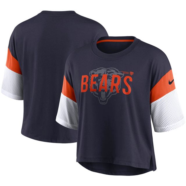 Haut court Performance Nike Chicago Bears Nickname Tri-Blend pour Femme - Bleu marine/Blanc