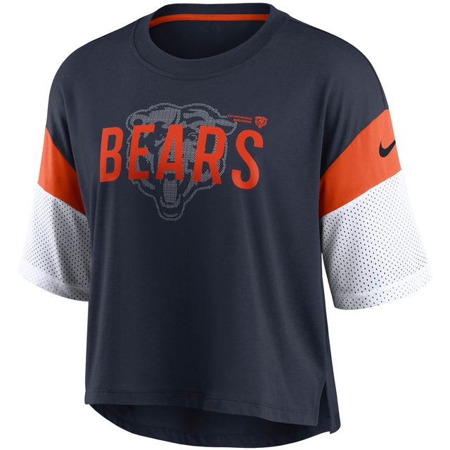 Haut court Performance Nike Chicago Bears Nickname Tri-Blend pour Femme - Bleu marine/Blanc