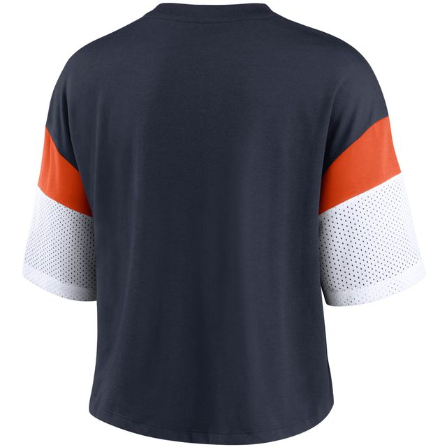 Haut court Performance Nike Chicago Bears Nickname Tri-Blend pour Femme - Bleu marine/Blanc