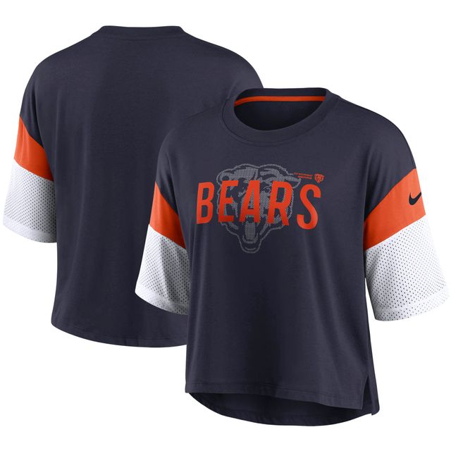 Haut court Performance Nike Chicago Bears Nickname Tri-Blend pour Femme - Bleu marine/Blanc