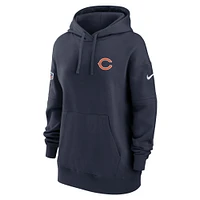 Women's Nike Navy Chicago Bears 2023 Sideline Club Fleece Pullover Hoodie