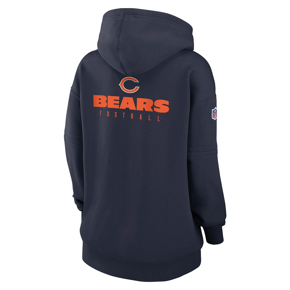 Women's Nike Navy Chicago Bears 2023 Sideline Club Fleece Pullover Hoodie