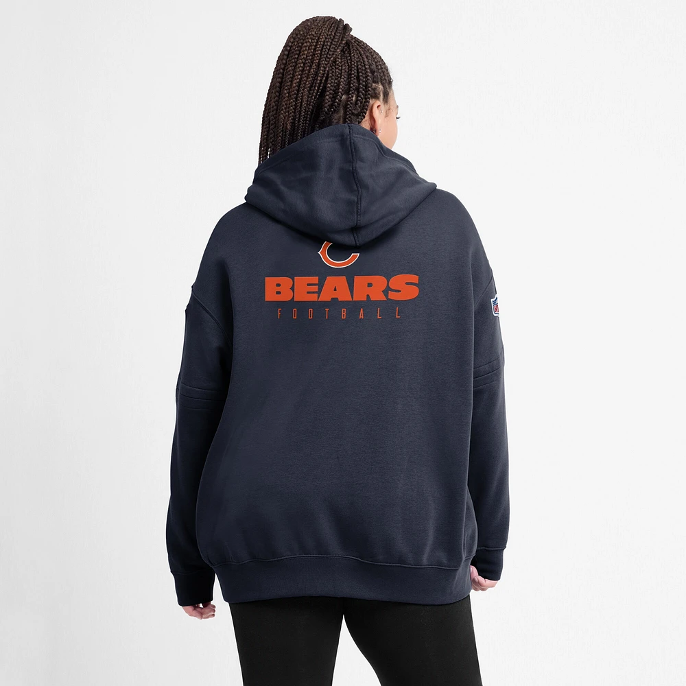 Women's Nike Navy Chicago Bears 2023 Sideline Club Fleece Pullover Hoodie