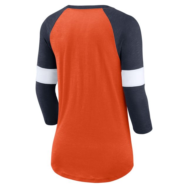 T-shirt à manches 3/4 raglan pour femme Nike Chicago Bears Football Pride - Orange/Bleu marine