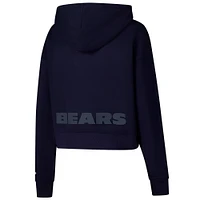 Women's Pro Standard Navy Chicago Bears Jeweled Cropped Pullover Hoodie