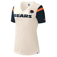 Women's Starter Cream Chicago Bears Kick Start V-Neck T-Shirt