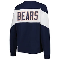 T-shirt à manches longues Starter bleu marine Chicago Bears Insight Crop pour femme