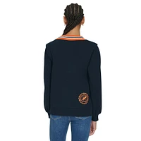 Women's Tommy Hilfiger Navy Chicago Bears Alice V-Neck Pullover Sweatshirt