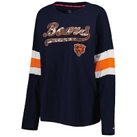 T-shirt tunique à manches longues Tommy Hilfiger pour femme des Chicago Bears Justine bleu marine