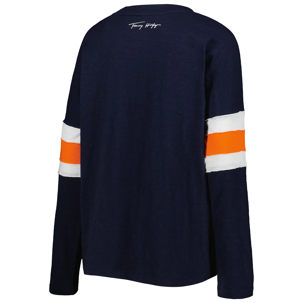 T-shirt tunique à manches longues Tommy Hilfiger pour femme des Chicago Bears Justine bleu marine