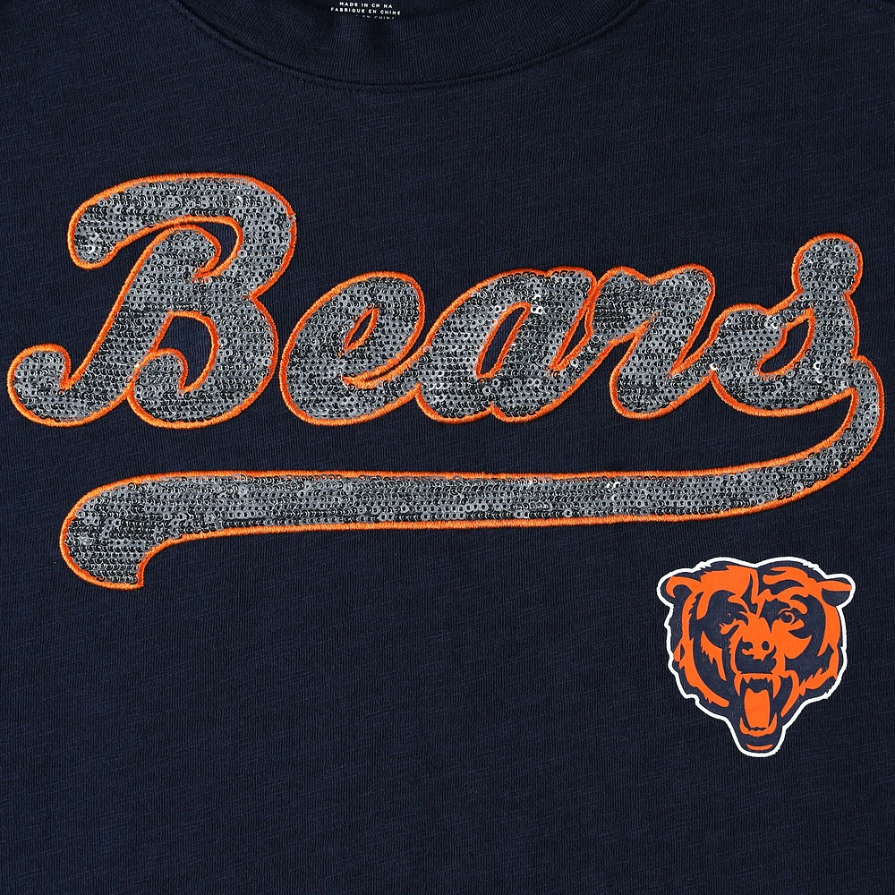 T-shirt tunique à manches longues Tommy Hilfiger pour femme des Chicago Bears Justine bleu marine