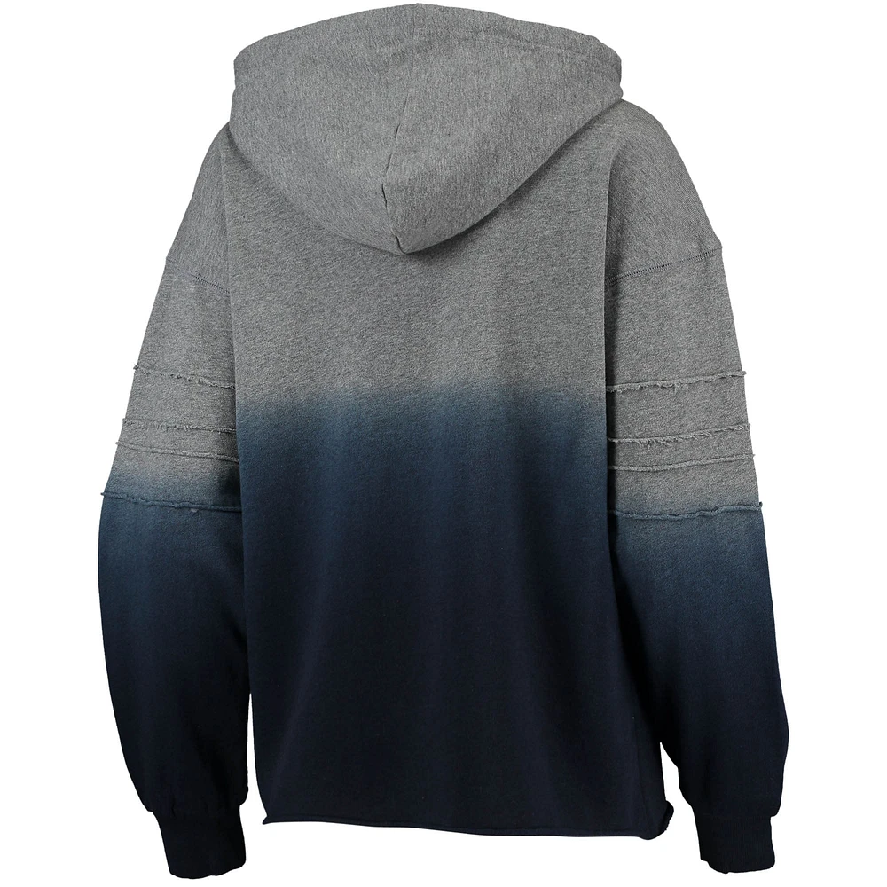 Women's Touch Heathered Gray/Navy Chicago Bears Superstar Dip-Dye Pullover Hoodie
