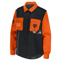 Women's WEAR by Erin Andrews Black Chicago Bears Snap-Up Shirt Jacket