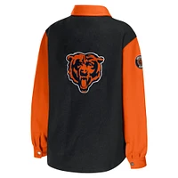 Women's WEAR by Erin Andrews Black Chicago Bears Snap-Up Shirt Jacket