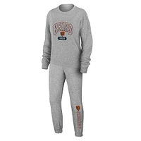 Ensemble de nuit pour femme WEAR by Erin Andrews Heather Gray Chicago Bears en tricot à manches longues et pantalon