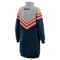 Women's WEAR by Erin Andrews  Navy/Heather Gray Chicago Bears Chevron Stripe Dress